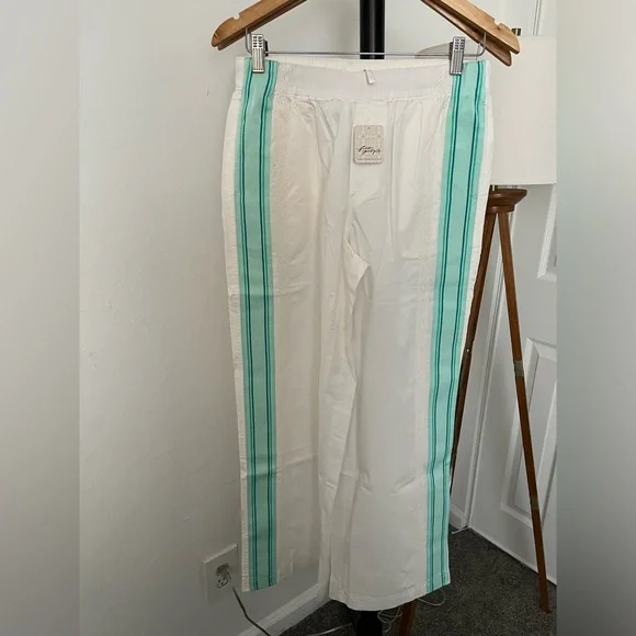 NWT FREE PEOPLE Team Spirit Pull-On Pants In Bleached Aqua Combo MSRP $128 - Picture 7 of 11